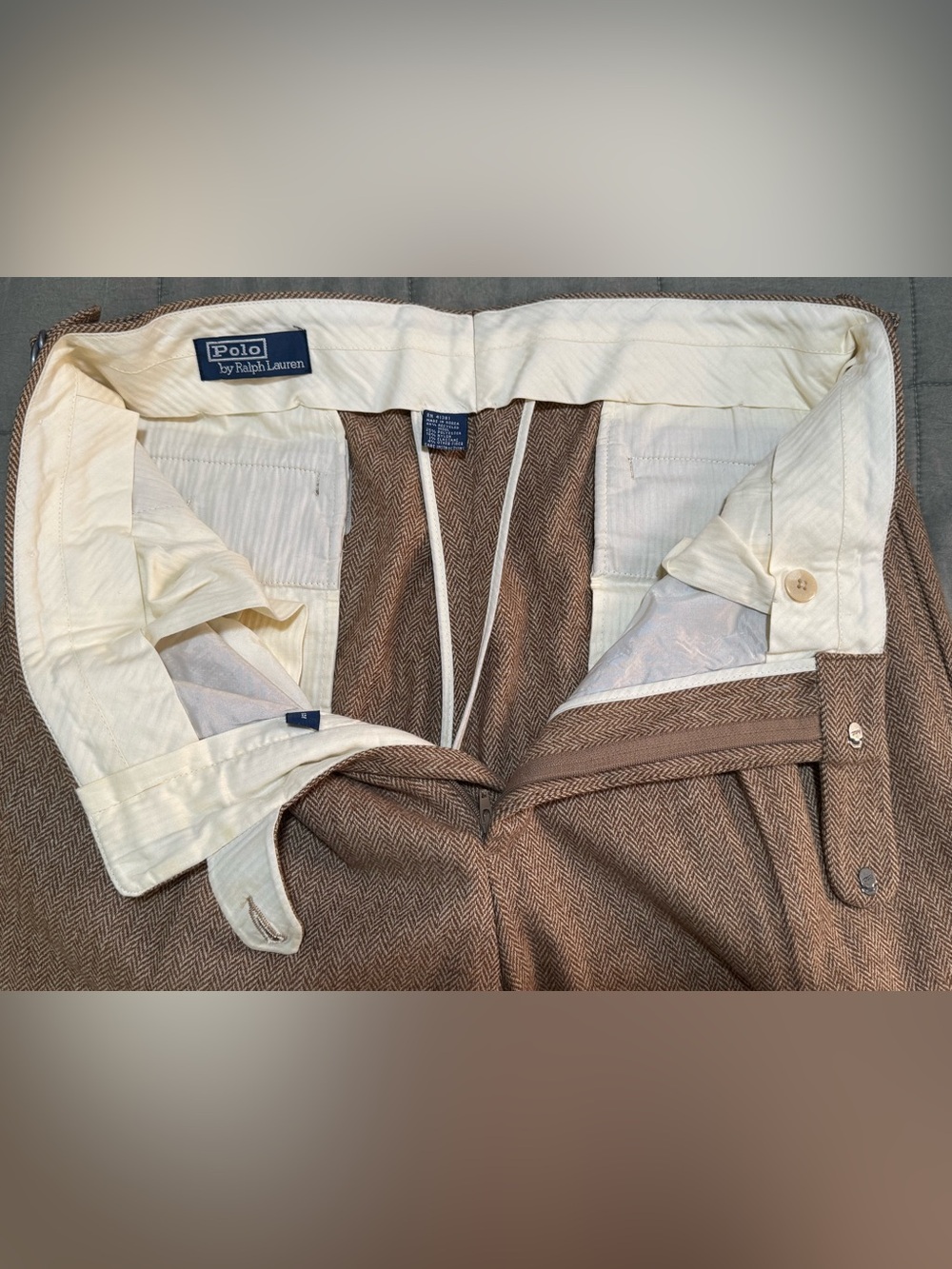 Polo Ralph Lauren Wool Blend Herringbone Pleated Cuff Classic Dress Pants  34x31 - Picture 5 of 16